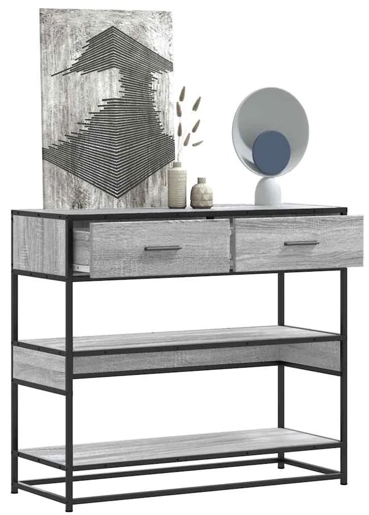vidaXL Măsuță consolă, gri sonoma, 90x35x80 cm, lemn prelucrat