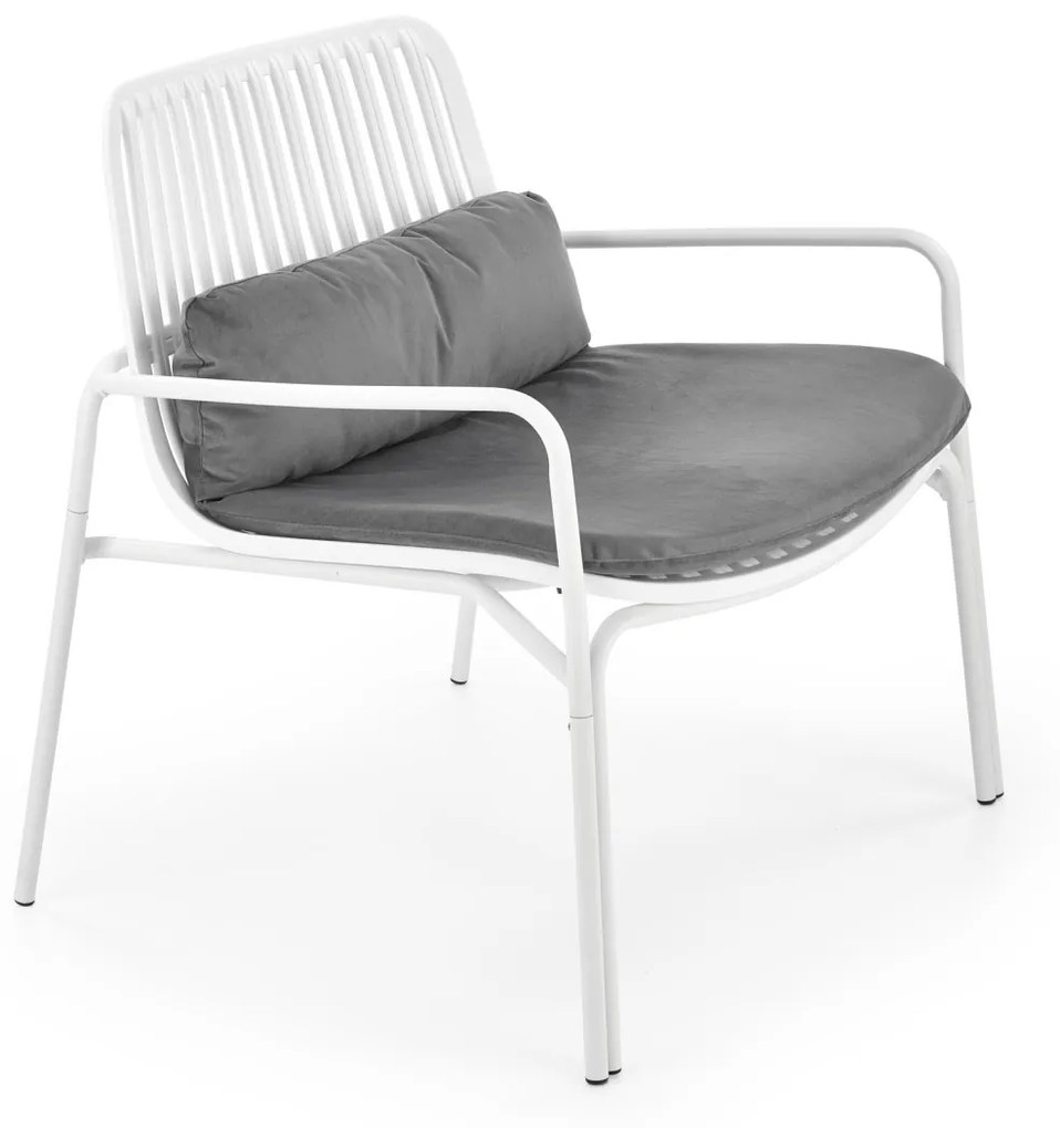 Fotoliu din plastic Melby alb - H75 cm