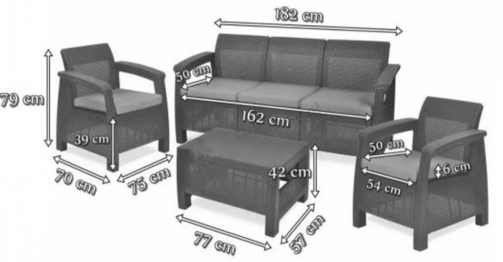 Set de mobilier de grădină Corfu Love duo, maro