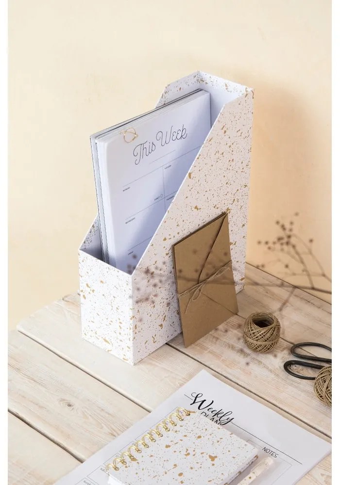 Organizator pentru documente Bigso Box of Sweden Estelle, alb-auriu