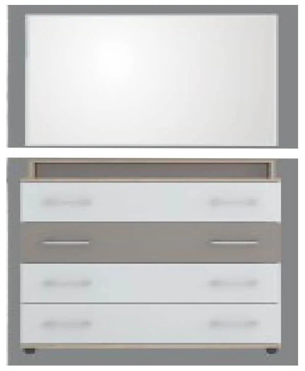 Dormitor GLOBAL100 - oak blanco/dark capucino