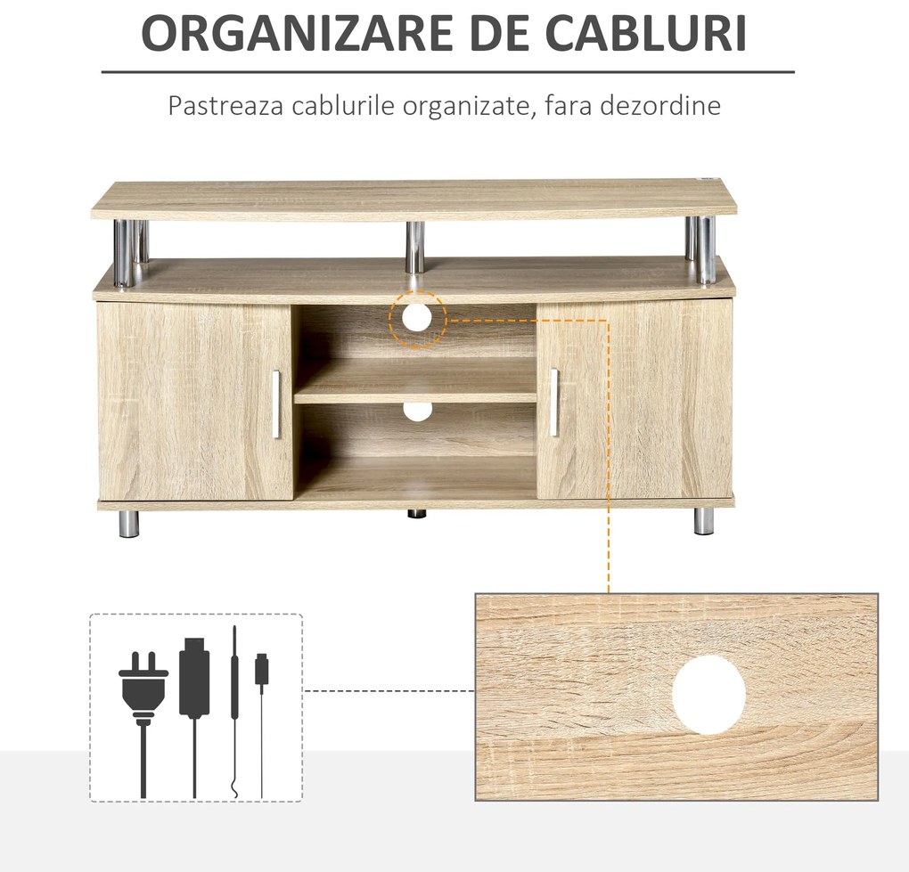Mobilier TV Modern cu 2 Rafturi si 2 Dulapioare in PAL 105x40x55cm HOMCOM | Aosom Romania