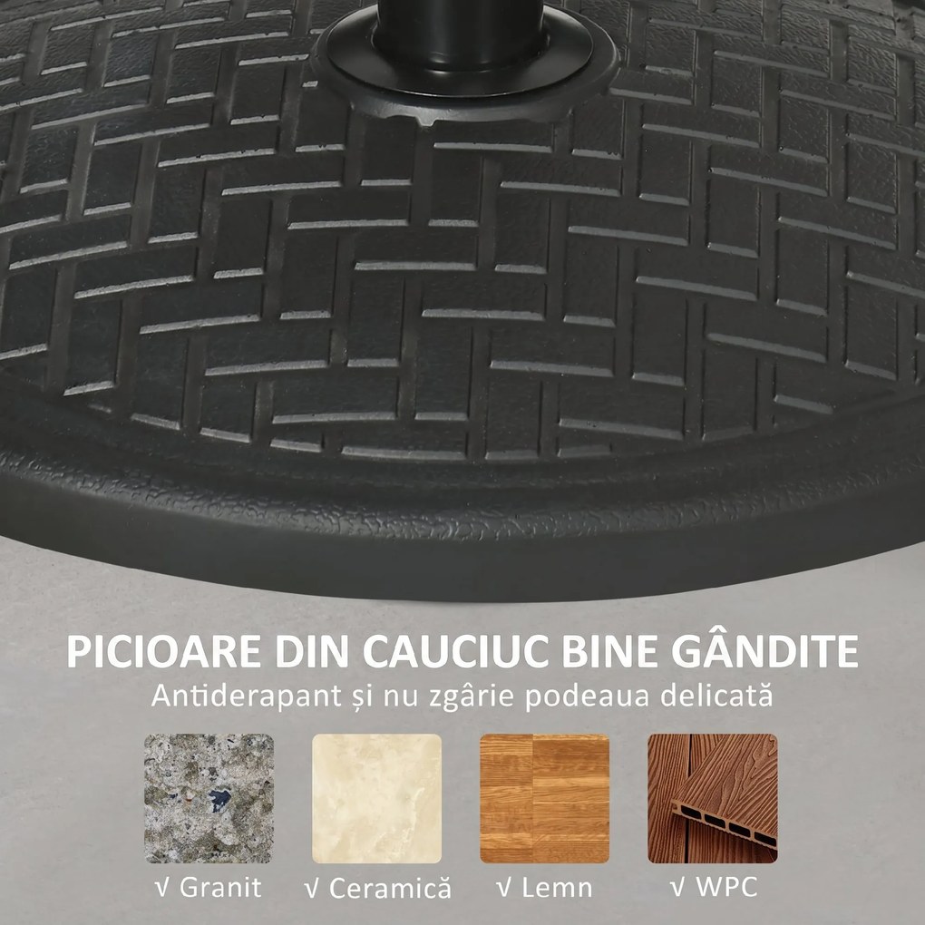 Outsunny Bază pentru Umbrelă cu Buton Reglabil, Ø46x34 cm, Negru | Aosom Romania