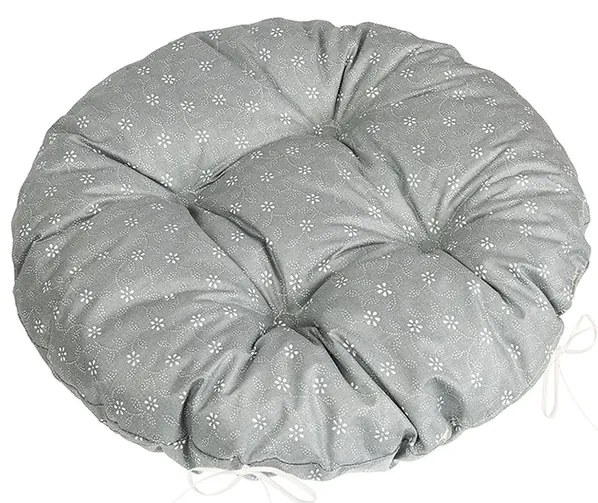Bellatex Perna Adéla matlasată rotundă cu flori gonflabile gri, 40 x 40 cm