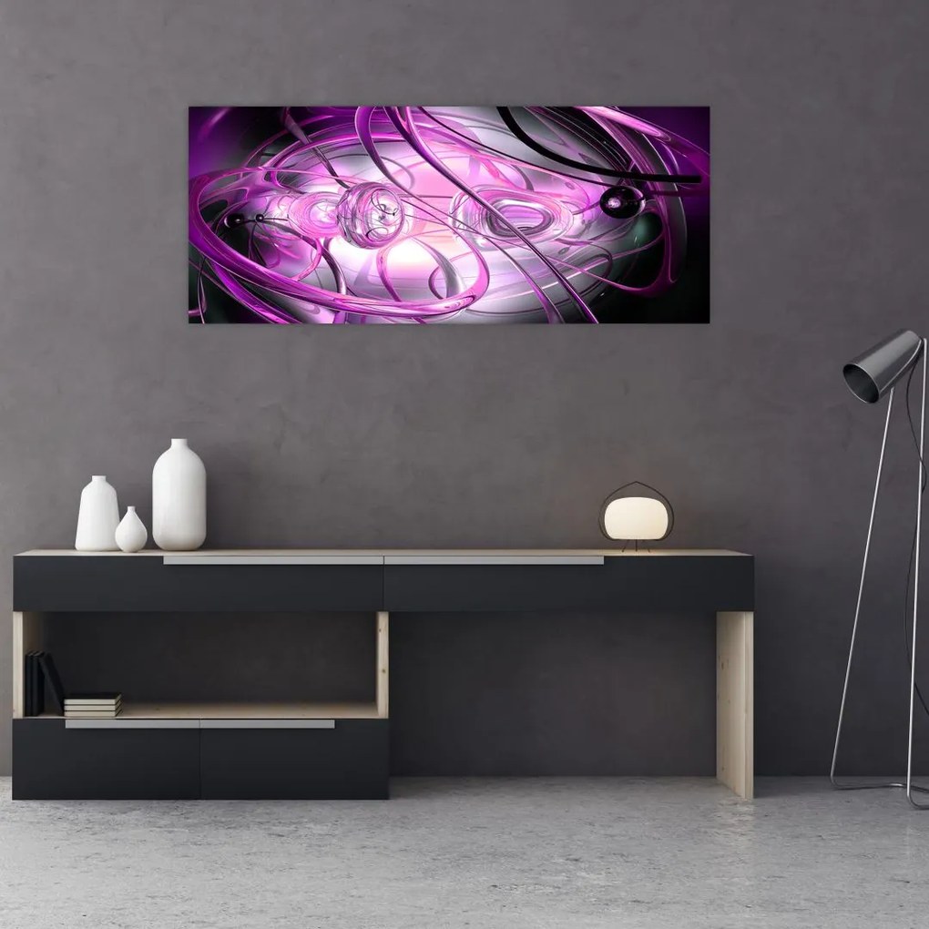 Tabloul cu abstracție frumoasă în violet (120x50 cm)
