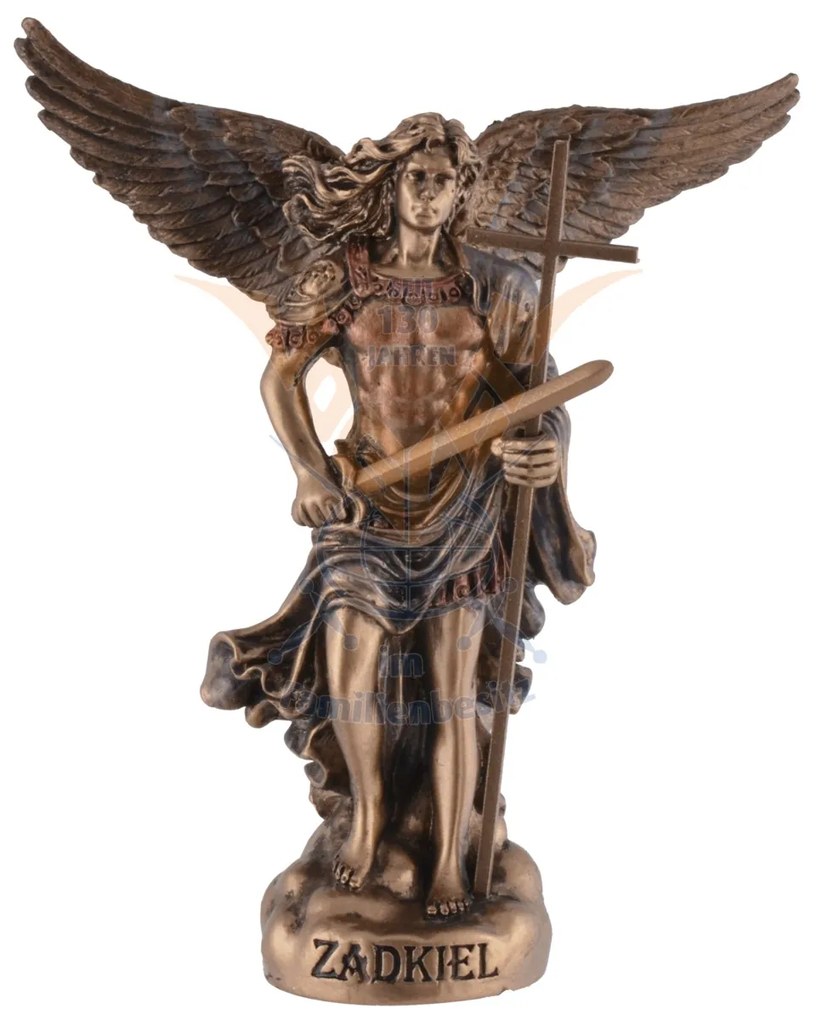Mini statueta Zadkiel, arhanghelul iertarii, finisaj bronz, 10 cm