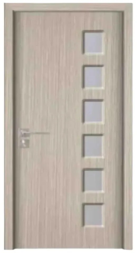 Usa Interior din MDF Novo Doors ND319, Cadru din Lemn Masiv, Geam Sablat, KIT COMPLET, Toc , Manere si balamale incluse (Culoare: Alb, Toc: Fix,
