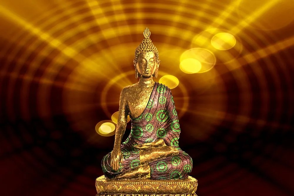 Tapet autoadeziv Statuia lui Buddha cu fundal abstract