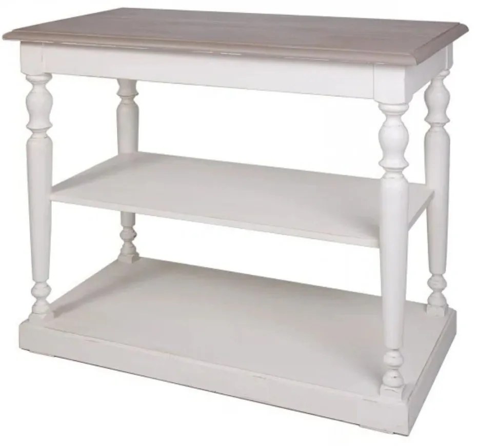 Consola alba din lemn de pin, cu aspect vintage, single, Paris