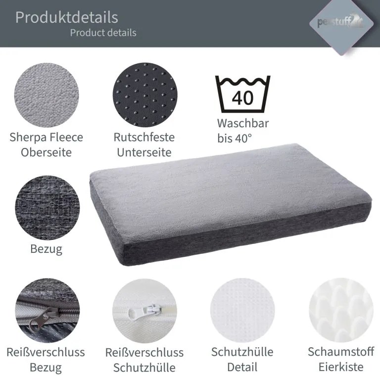 Pernă pentru câini de dimensiuni. S, 79 x 60 x 10 cm, gri în