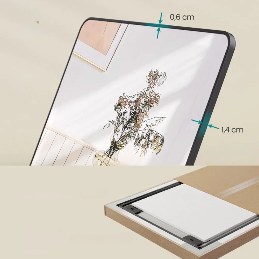 Oglindă dreptunghiulară NOIR, 160x50 cm, neagră SongmicsHome