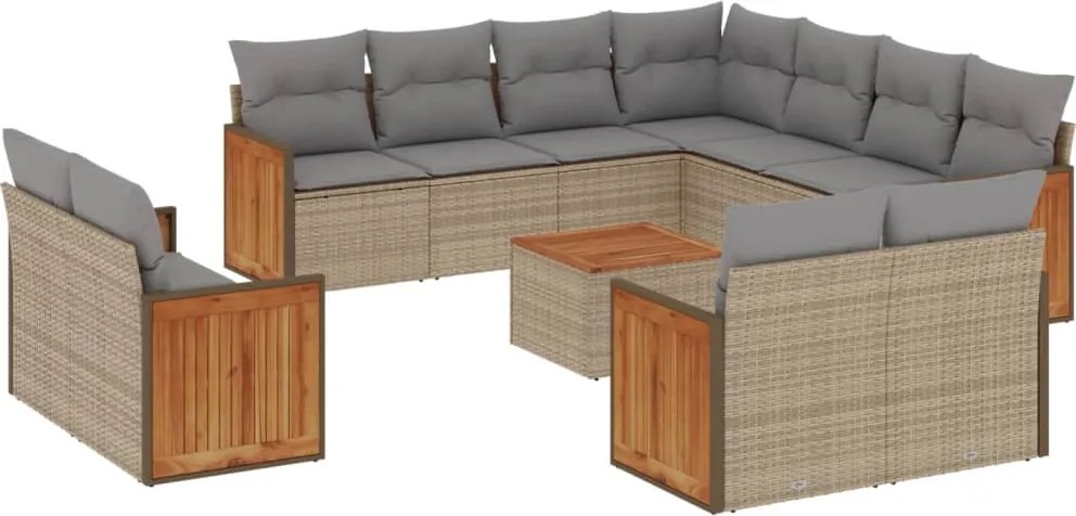 vidaXL Set canapele de grădină cu perne, 12 piese, bej, poliratan