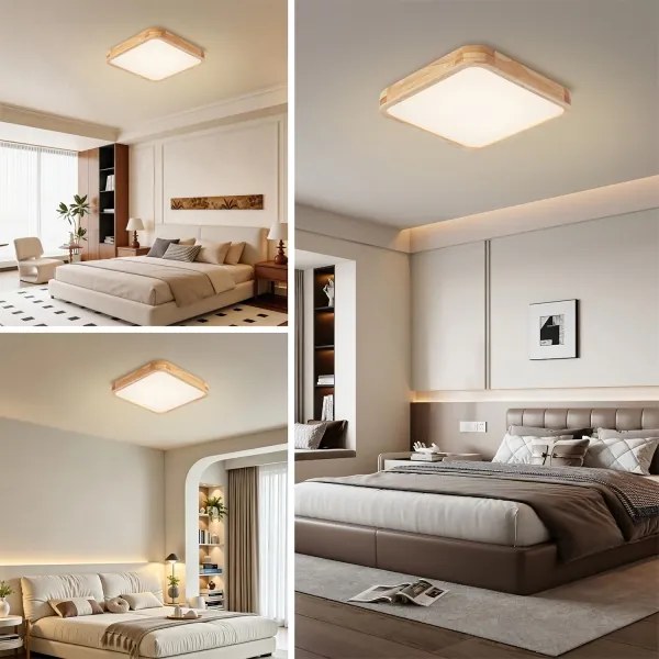 BRILAGI - Corp de iluminat LED dimabil WOODLINE SQUARE LED/48W/230V, stejar 40x40 cm + telecomandă
