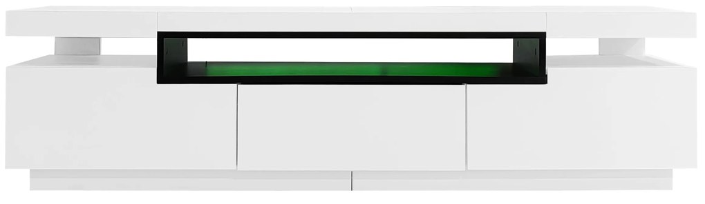 Elegant mobilier TV lucios cu iluminare LED în 16 culori, Alb | Aosom Romania