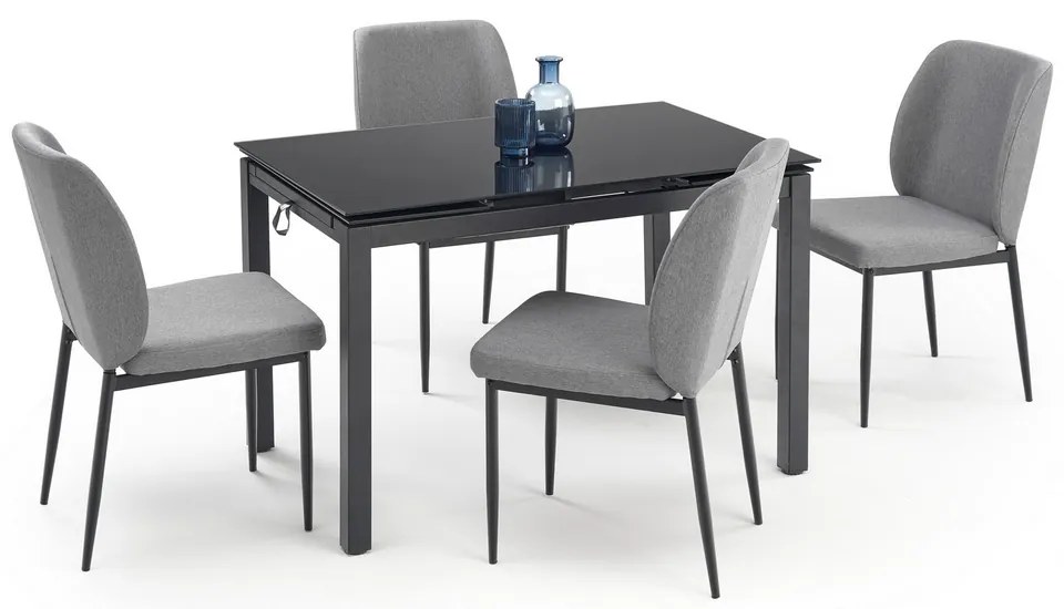 Set de sufragerie Jasper 4+1, gri/negru