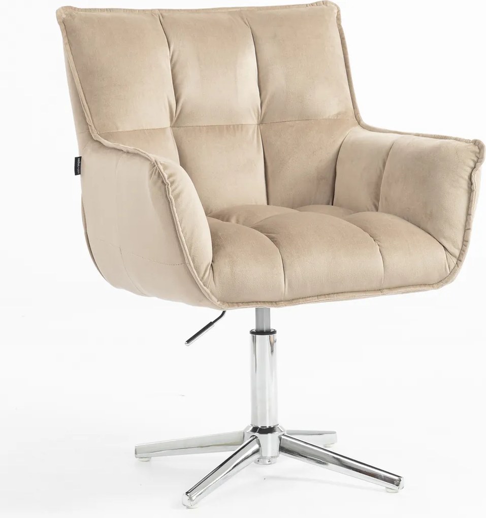 HR560CROSS Scaun Catifea Latte cu Bază Cromata