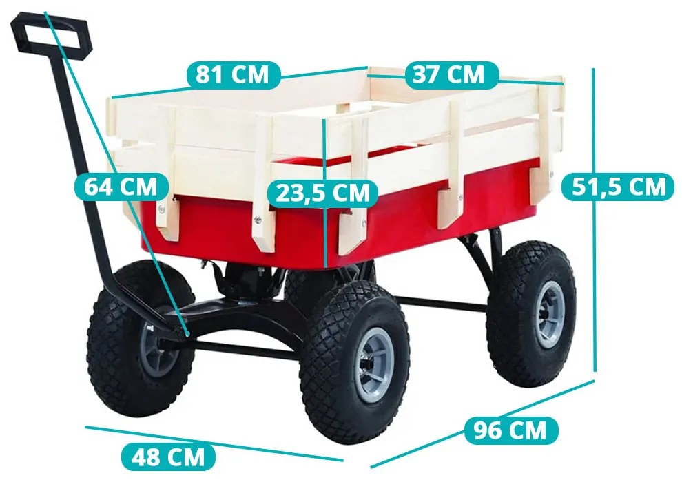 Carucior metalic de gradina-capacitate de incarcare 150 kg