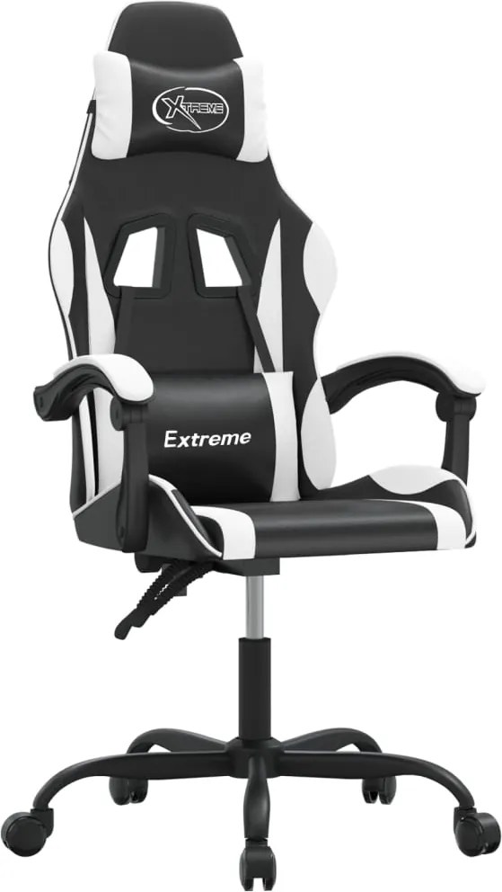 vidaXL Scaun de jocuri, negru și alb, piele ecologică