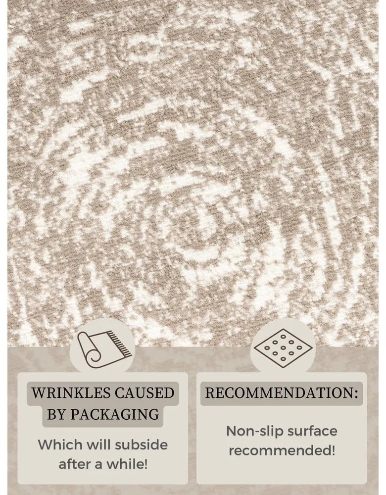 Covor bej-crem rotund ø 160 cm Gloria Cavallo – Hanse Home