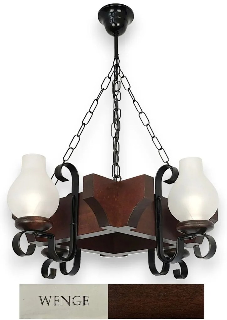 Candelabru rustic fabricat manual din lemn dim.50x50cm, 4 brate Queen WOOD-QU-SP4