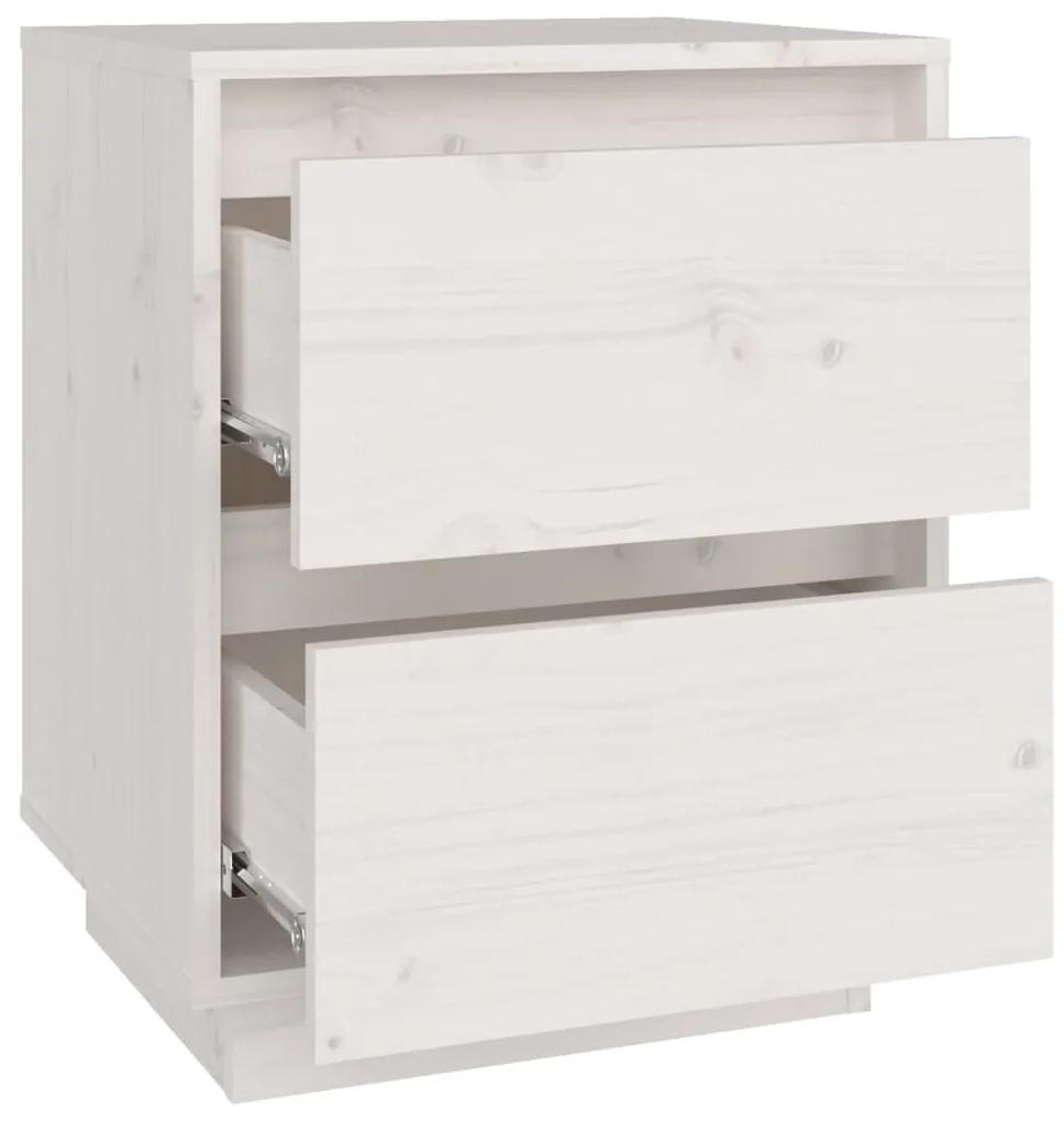 Noptiere, 2 buc., alb, 40x35x50 cm, lemn masiv de pin 2, Alb