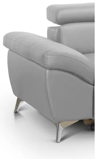 Canapea colțar extensibilă din piele SALERNO II, dreapta, gri