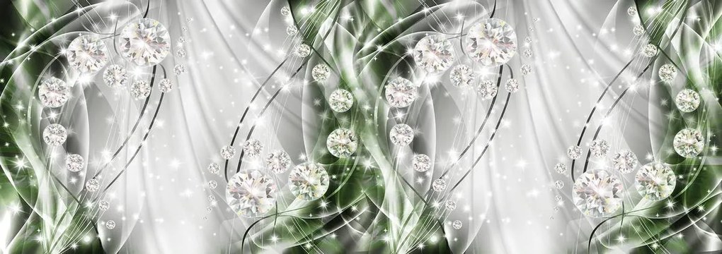 Fototapet - Abstract, diamante, argint și smaragd (152,5x104 cm), în 8 de alte dimensiuni noi