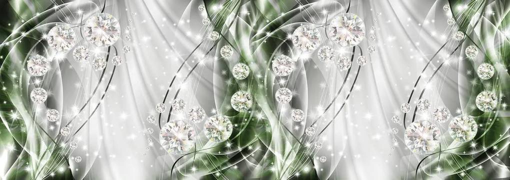 Fototapet - Abstract, diamante, argint și smaragd (254x184 cm), în 8 de alte dimensiuni noi