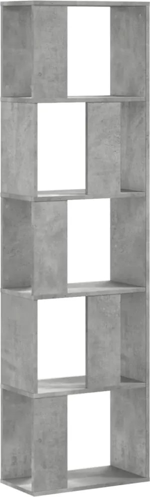 vidaXL Bibliotecă cu 5 niveluri gri beton 45x23,5x162,5 cm lemn