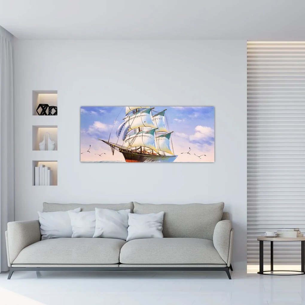 Tablou - Vapor pe valuri (120x50 cm)