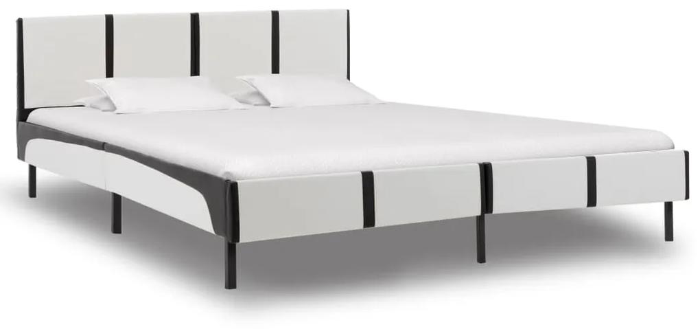 280410 vidaXL Cadru de pat, alb și negru, 180x200 cm, piele ecologică