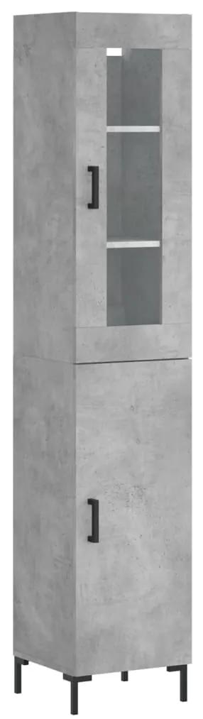 3199173 vidaXL Dulap înalt, gri beton, 34,5x34x180 cm, lemn prelucrat