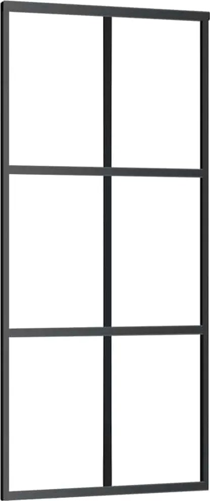 vidaXL Ușă glisantă, negru, 90x205 cm, sticlă ESG și aluminiu