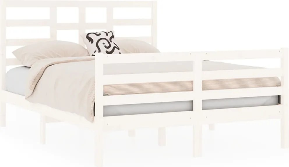 vidaXL Cadru pat, alb, 140x190 cm, lemn masiv
