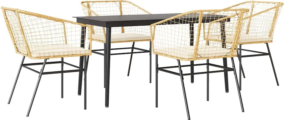 vidaXL Set mobilier de grădină cu perne 5 piese maro sticlă polirattan