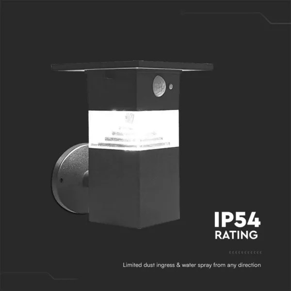 LED lampă solară de perete cu senzor, 2,5W, 3000K, IP54, 2200 mAh