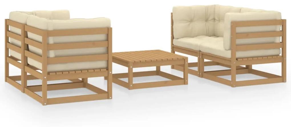 3076307 vidaXL Set mobilier de grădină cu perne, 5 piese, lemn masiv de pin