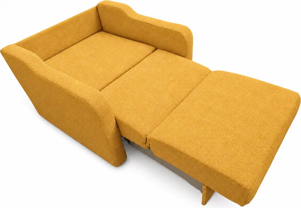 Fotoliu SAMY extensibil, cu lada de depozitare, stofa galben , cadru metalic, 103x100x92 Stofa, Galben