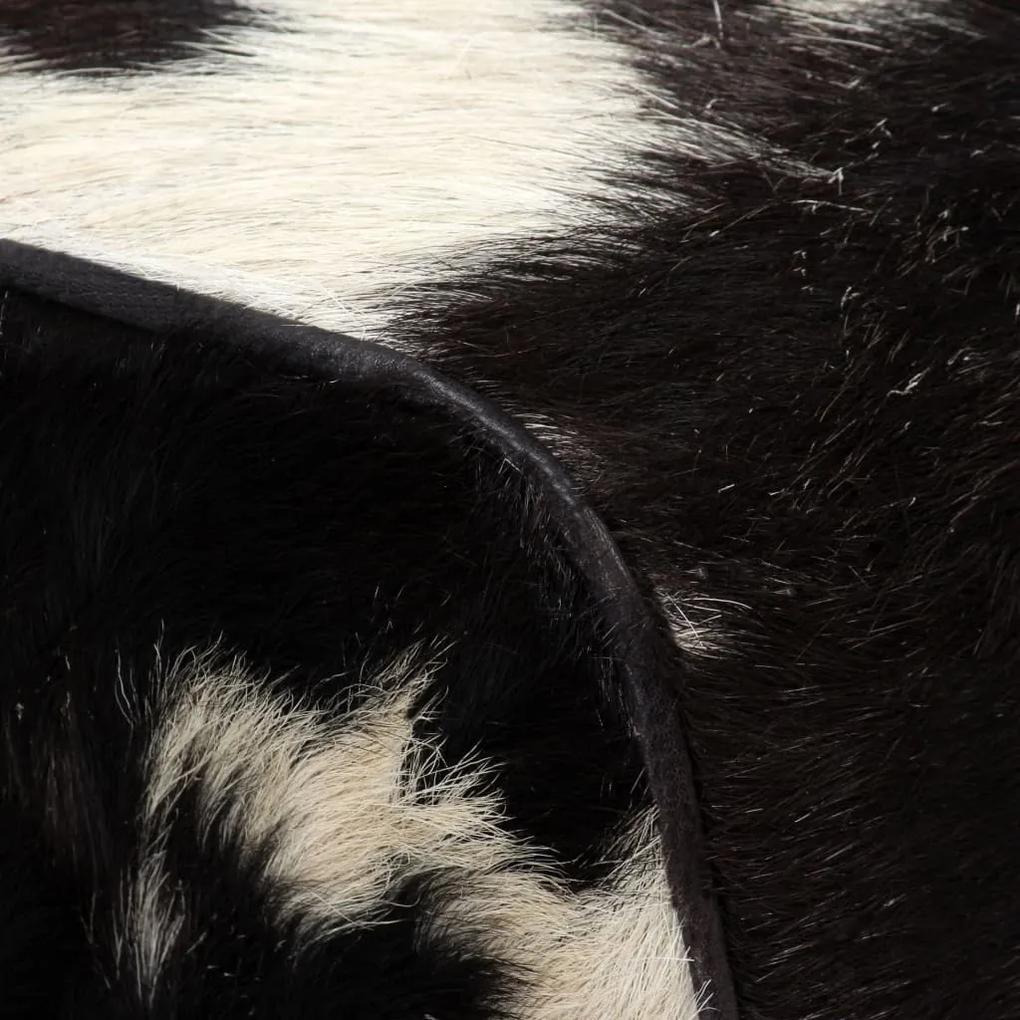 Taburet, 60x30x50 cm, piele naturala de capra Alb si negru, 60 x 30 x 50 cm
