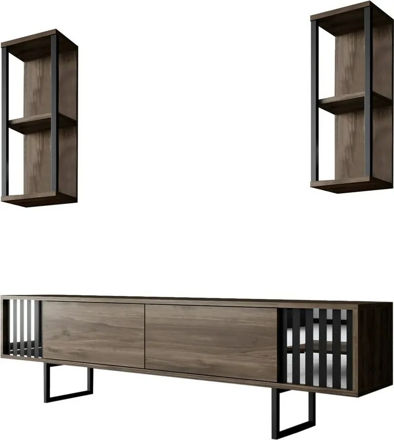 Măsuță TV cu rafturi Chrome Walnut and Black
