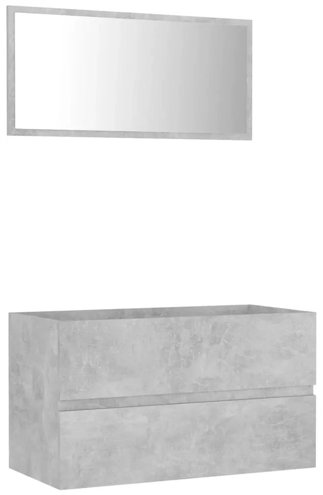 804885 vidaXL Set mobilier de baie, 2 piese, gri beton, PAL