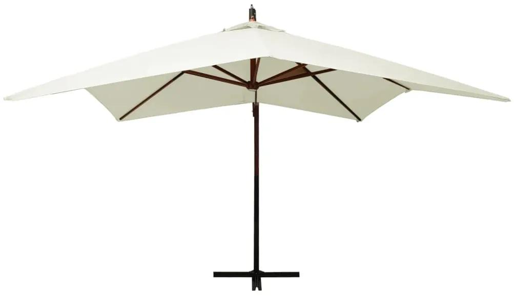 Umbrela de soare suspendata stalp din lemn 300 cm alb nisipiu Alb