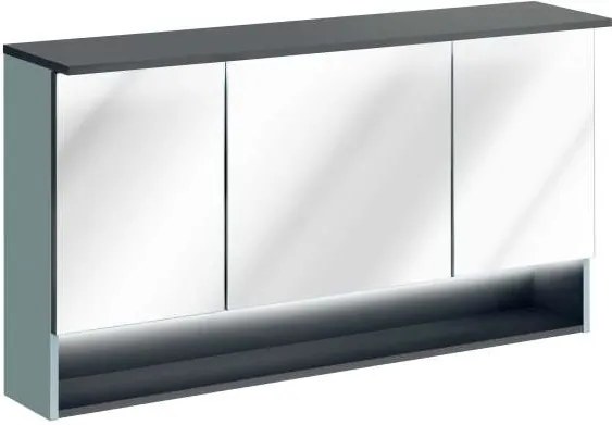 Dulap suspendat cu oglindă Bahama Mint 120x70x25 cm, pal/ mdf/ sticlă, albastru/ antracit