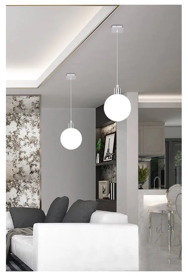 Lustră argintie cu abajur din sticlă ø 15 cm Oden – Candellux Lighting