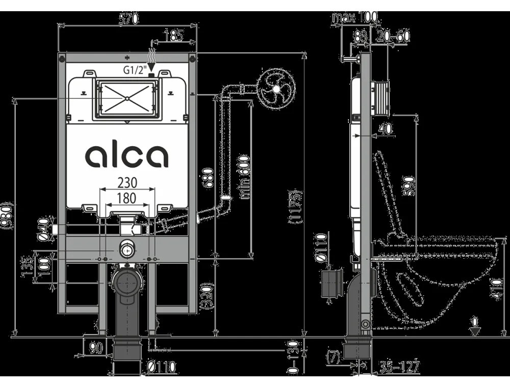 Rezervor wc incastrat slim Alcaplast, Sadromodul