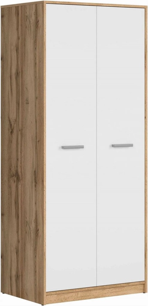 Dulap MATOS, alb/stejar, PAL, cu doua usi, 80x55x189 cm