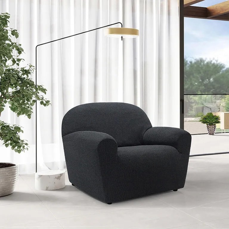 Huse super elastice HARMONIA antracit fotoliu (l. 70 - 110 cm)