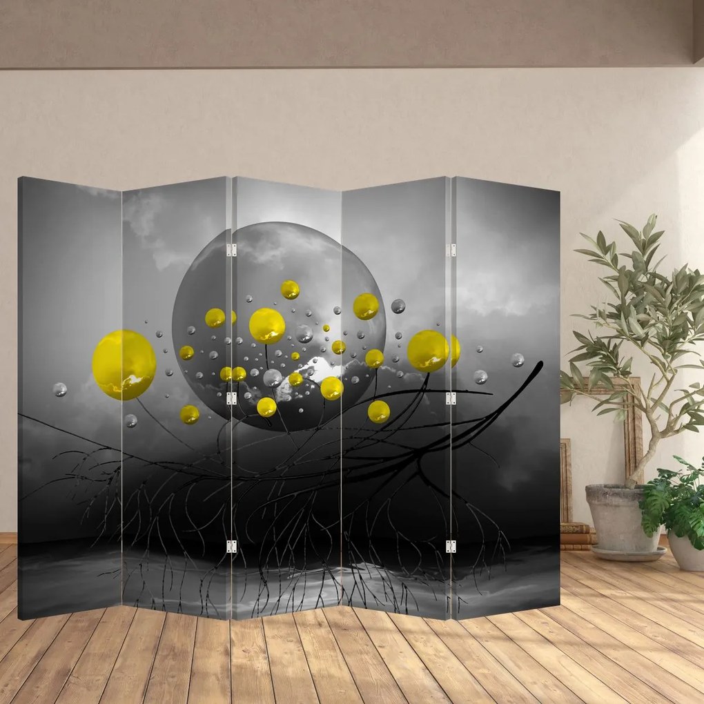 Paravan - Bile abstracte galbene (210x170 cm)