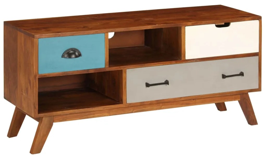 247936 vidaXL Comodă TV cu 3 sertare, 110x35x50 cm, lemn masiv acacia