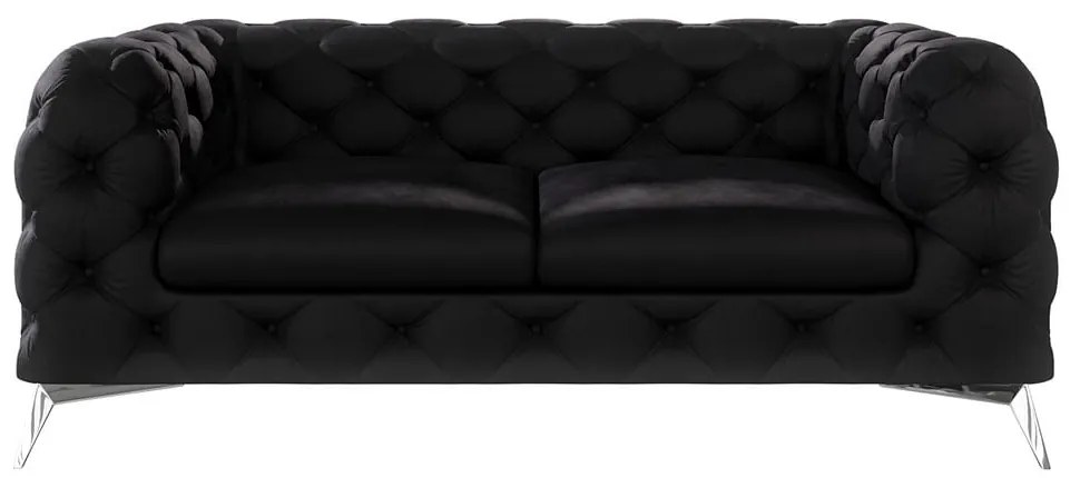 Canapea neagră cu tapițerie din catifea 185 cm Chelsea – Ropez